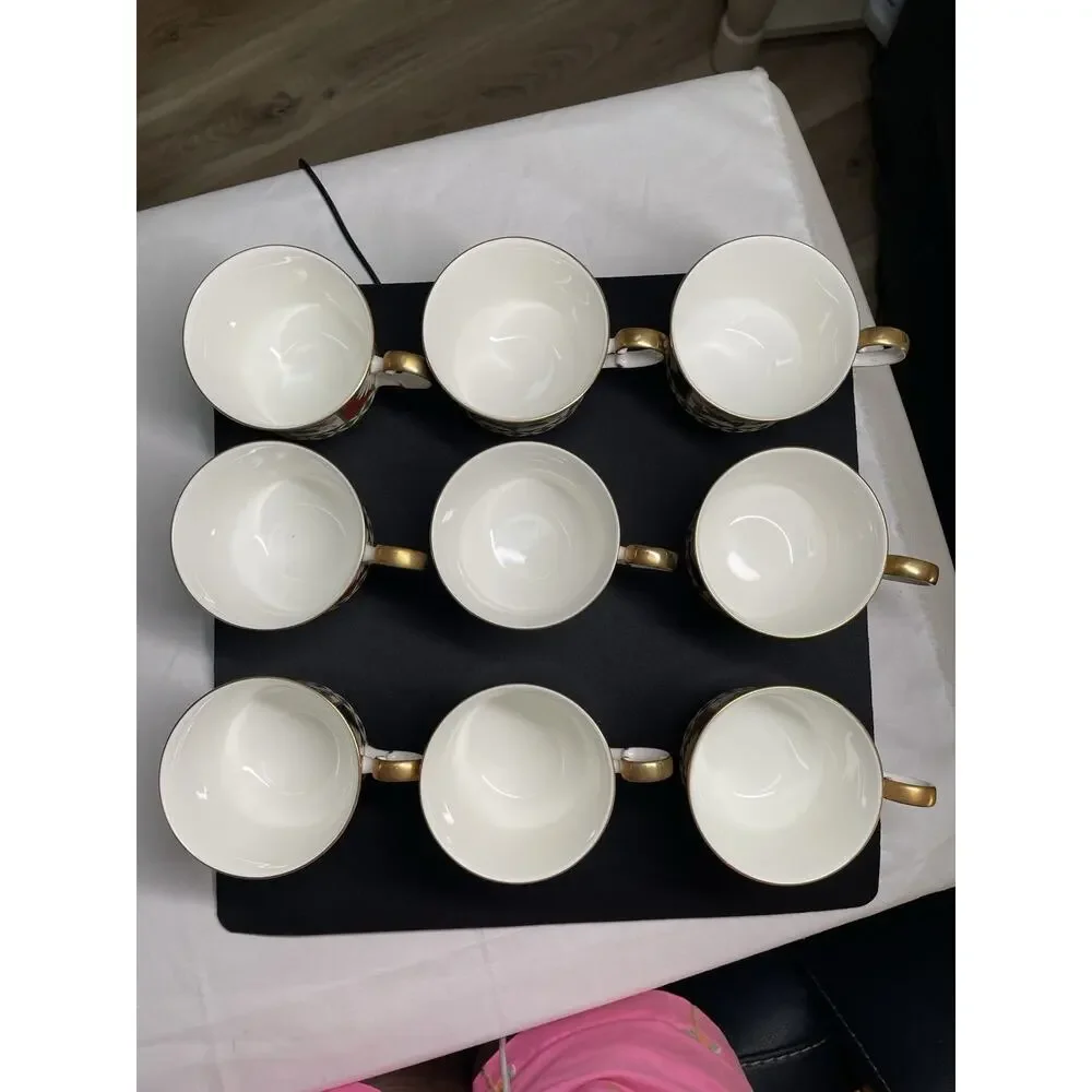 Vintage 1978 Mikasa Bone China Footed Tea Coffee Cups Shogun Set‎ of 9 Cups